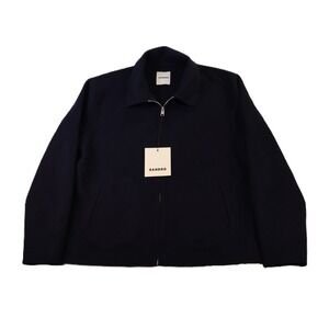 Sandro Mens XL Jacket Double Face Bleu Royal Navy Blue Wool Zip SHPBL00976